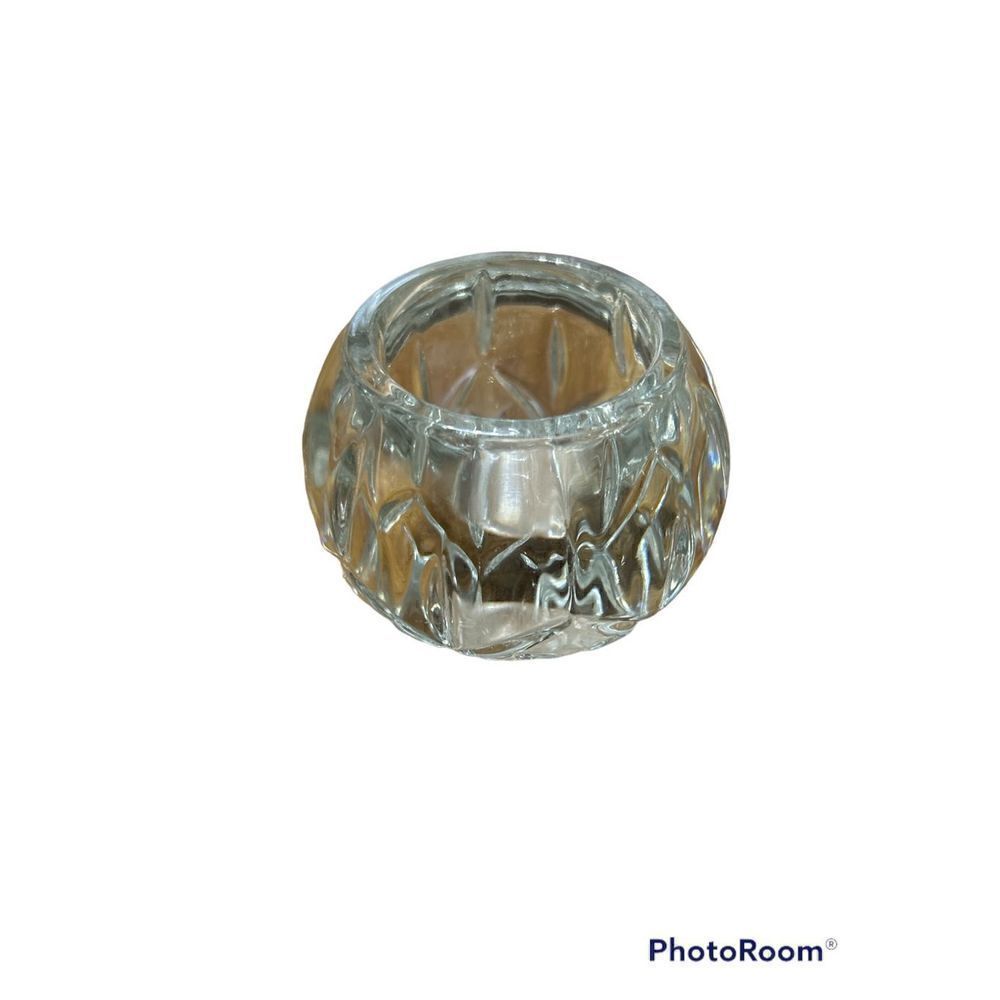 Vintage Homco Made in USA Heavy Crystal 2.5" Round Candle Holder Tea Light